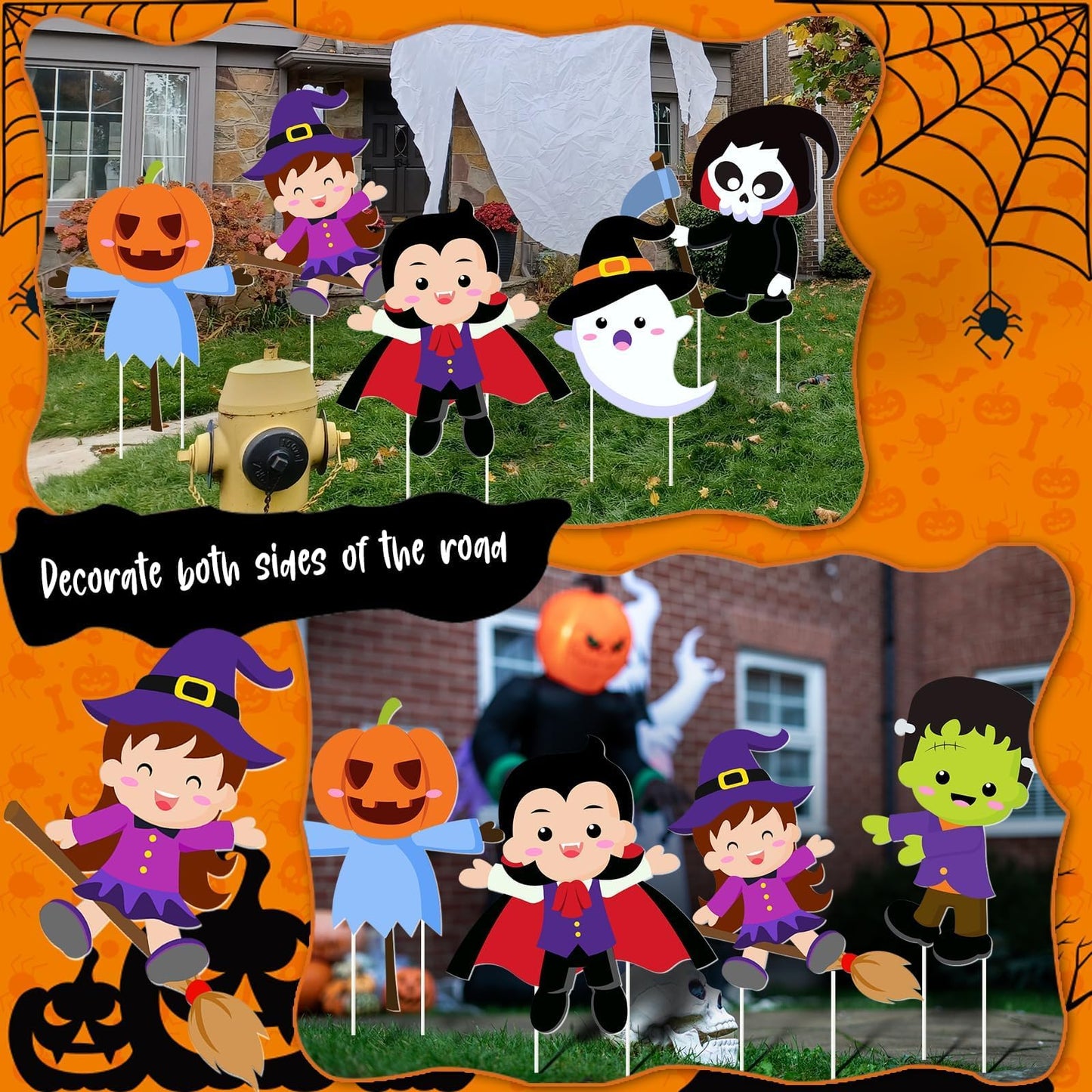 Halloween Yard Signs Cute Halloween Garden Stake Halloween Ghost Witch Scarecrow Yard Stakes Halloween Garden Stake Decorations for Lawn Decorations Outdoor Garden Home Party Decor