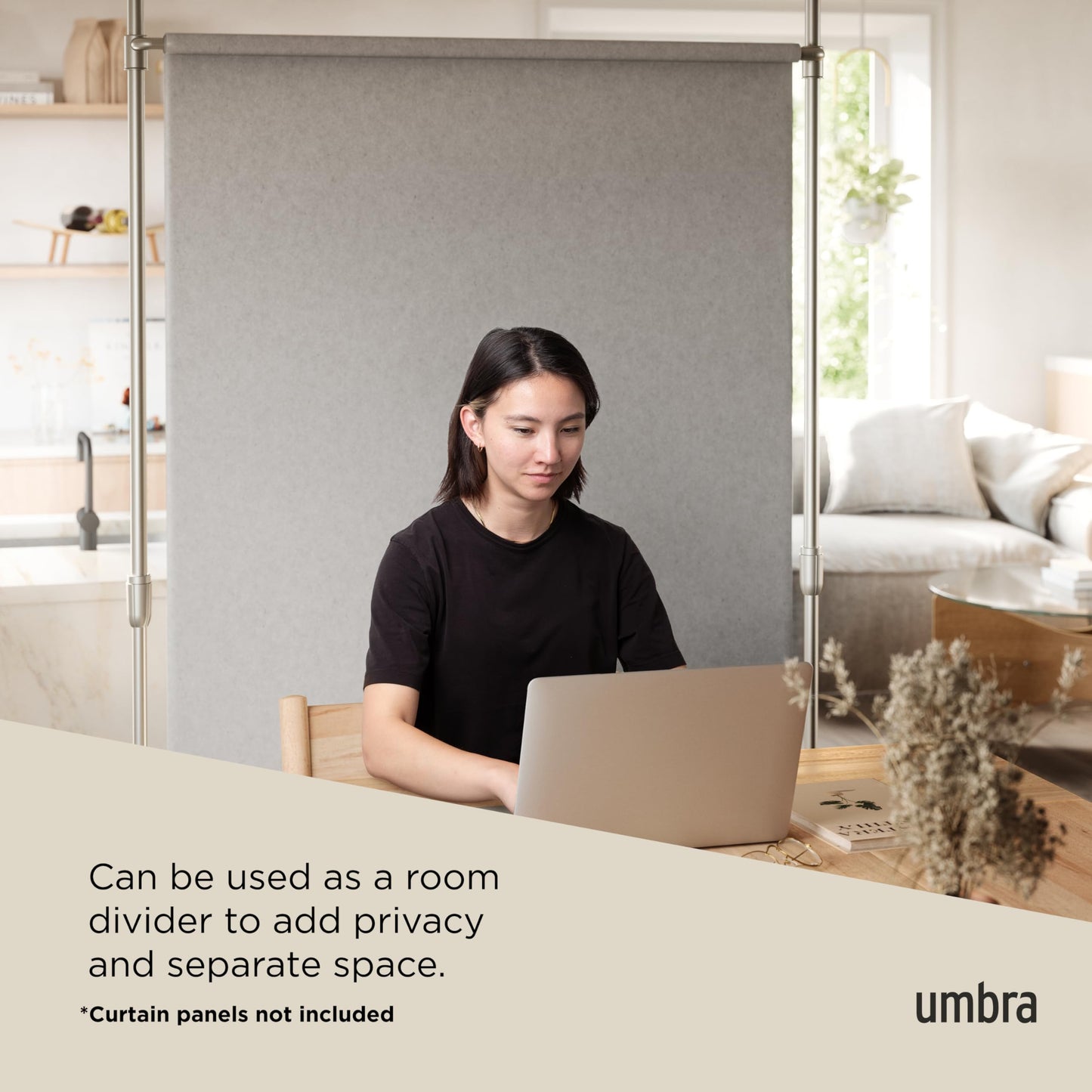 Umbra Anywhere Expandable Curtain Rod and Room Divider, Nickel