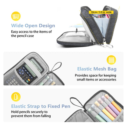 Pencil Case Big Capacity Pen Pouch Large Storage Holder Marker Pen Bag Durable 3 Compartment School Office Desk Organizer Portable Cute Zipper Stationery for Kids Teen Student Boys Girls Adults