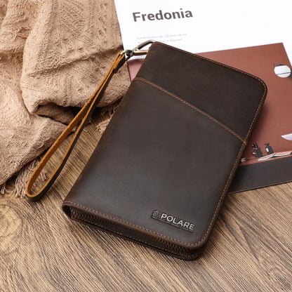 Polare Full Grain Leather Travel Passport Holder RFID Blocking Cover Case Travel Document Organizer Wallet Holders 2 Passports With YKK Zipper