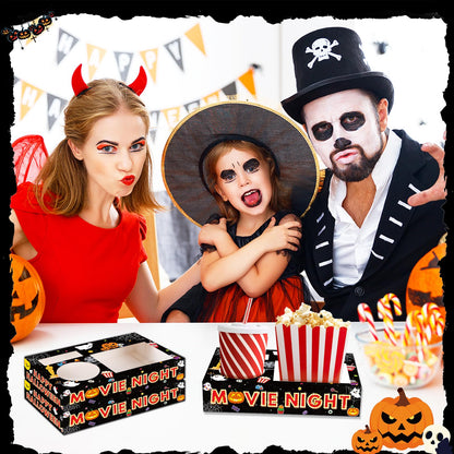 32Pcs Halloween Party Supplies Movie Night Paper Snack Trays Happy Halloween Pumpkin Candy Popcorn Drink Holder Theater Snack Boxes for Movie Theater Family Birthday Holiday Party Decorations