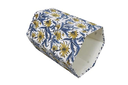 3.3 Gallon Cotton Hand Block Printed Paper Waste Basket |Small Decorative Trash Can for Housewarming Gifts in Living Room, Bedroom, Bathroom | Eco-Friendly, Plastic-Free (1, Blue Yellow FLOWAR)