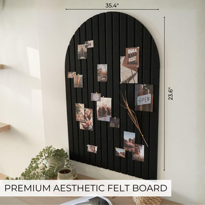Large Arched Felt Bulletin Board - Stylish Perfectly Sized 35" x 24" Cork Board Alternative for Office & Wall Decor – 6 Customizable Adhesive Tiles with Pins are Perfect to Display Your Photos
