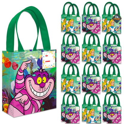Disney Alice in Wonderland Party Favor Bags Set – 24 Pack 8" Goodie Bags for Kids Bulk Reusable Mini Totes Alice in Wonderland Birthday Party Supplies
