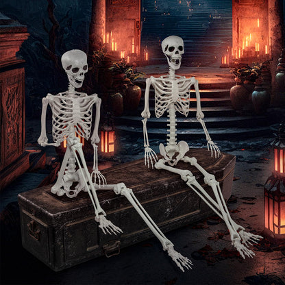 5.9ft Halloween Life Size Skeleton Realistic Full Body Skeletons Plastic Human Bones with Movable Joints for Halloween Props Spooky Party Decoration (2, 5.9ft)