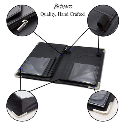 Brinero Premium Server Book, Newly Improved Bulk Pockets Stronger Magnets, 2 Pen Holders, Zipper Pocket, Firm Writing Surface