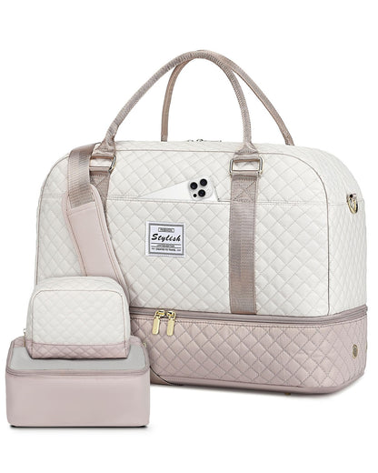 Weekender Bags for Women Travel Bag- Duffle Bag for Women with Shoe Compartment Carry On Overnight Bag with Toiletry Bag & Wet Pocket