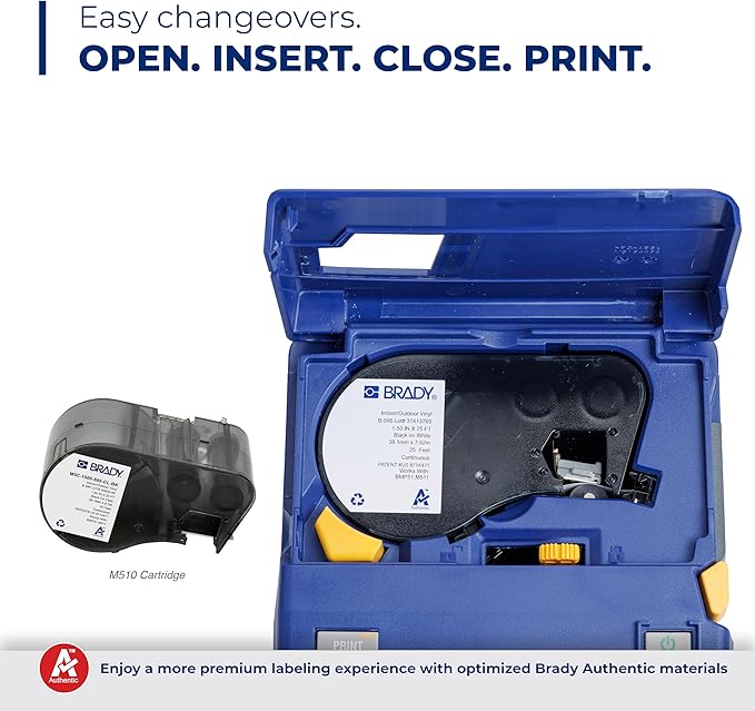 Brady M510 Portable Industrial Label Printer Kit with Safety and Facility ID Software, Carrying Case, Label Cartridge, Rechargeable Battery and Charger, 3.75" H x 5.75" W x 10" D
