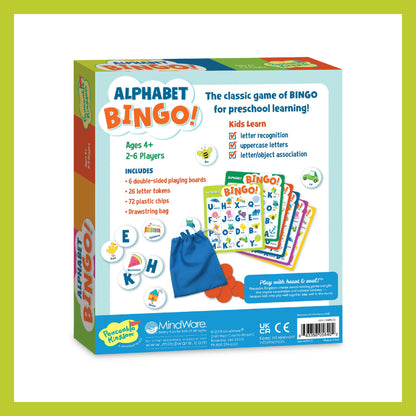 Peaceable Kingdom Alphabet Bingo! Letter Learning Educational Board Game for 2 to 6 Kids Ages 4+
