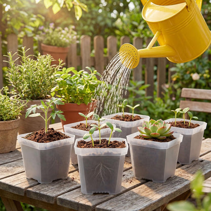 Plgardpo 4 Inch Clear Nursery Pots for Plants, 30 Pcs Square Plant Pots, Small Flower Pots for Plants, Hard Planters for Indoor Plants