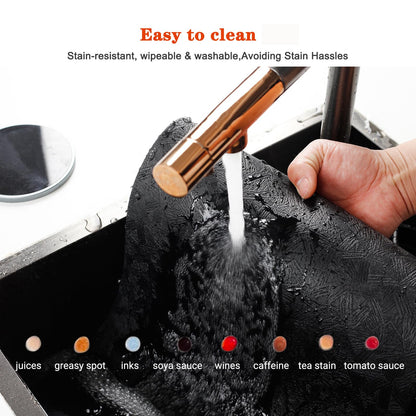 Bxzandya Vinyl Placemats Set of 4 Heat Resistant Easy Clean Non-Slip Place Mats for Dining Table. Faux Leather Waterproof Stain Resistant Wipeable Washable PU Table Mats(4, Black)