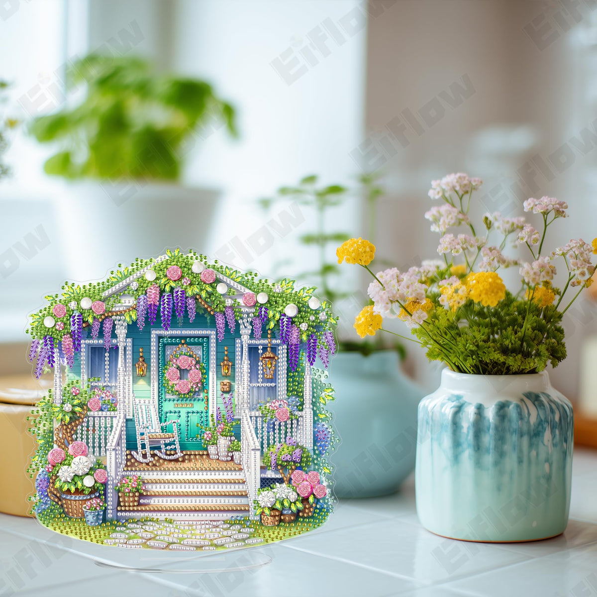 Eiflow Desktop Diamond Art Kit for Adults Fall, DIY Tabletop Diamond Art Painting with Stand, Acrylic Stand Up Gem Painting Board Kit (Thanksgiving)