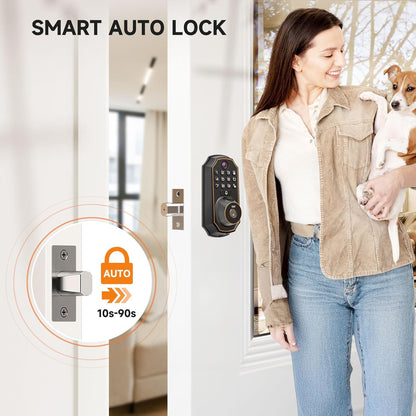 Keyless Entry Door Lock with Camera Fingerprint Smart Door Lock with App Remote Control, Wi-Fi Connected Electronic Keypad Code Deadbolt Auto Unlock for Front Door