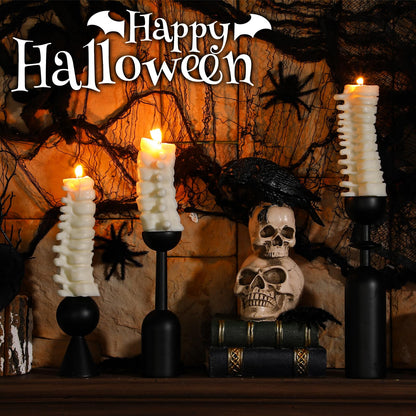 Nuanchu 3 Pcs Spine Candles Set Halloween Spooky Candles Spine Goth Decor Halloween Table Centerpiece Novelty Votive Decoration with 3 Sizes Gothic Gift for Skeleton Lover Chiropractor Party