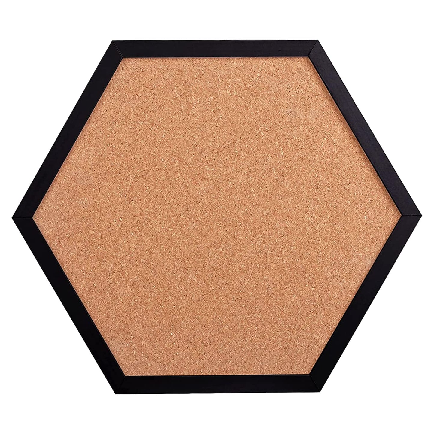 WAYHOUL Cork Bulletin Board for Walls, 1/2" Thick Hexagon Pin Board for Walls with Frame, Black Small Corkboard with 10 Push Pins and 10 Wood Clips, Tack Board for Home Office and School 2Pack