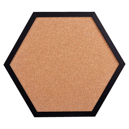 WAYHOUL Cork Bulletin Board for Walls, 1/2" Thick Hexagon Pin Board for Walls with Frame, Black Small Corkboard with 10 Push Pins and 10 Wood Clips, Tack Board for Home Office and School 2Pack