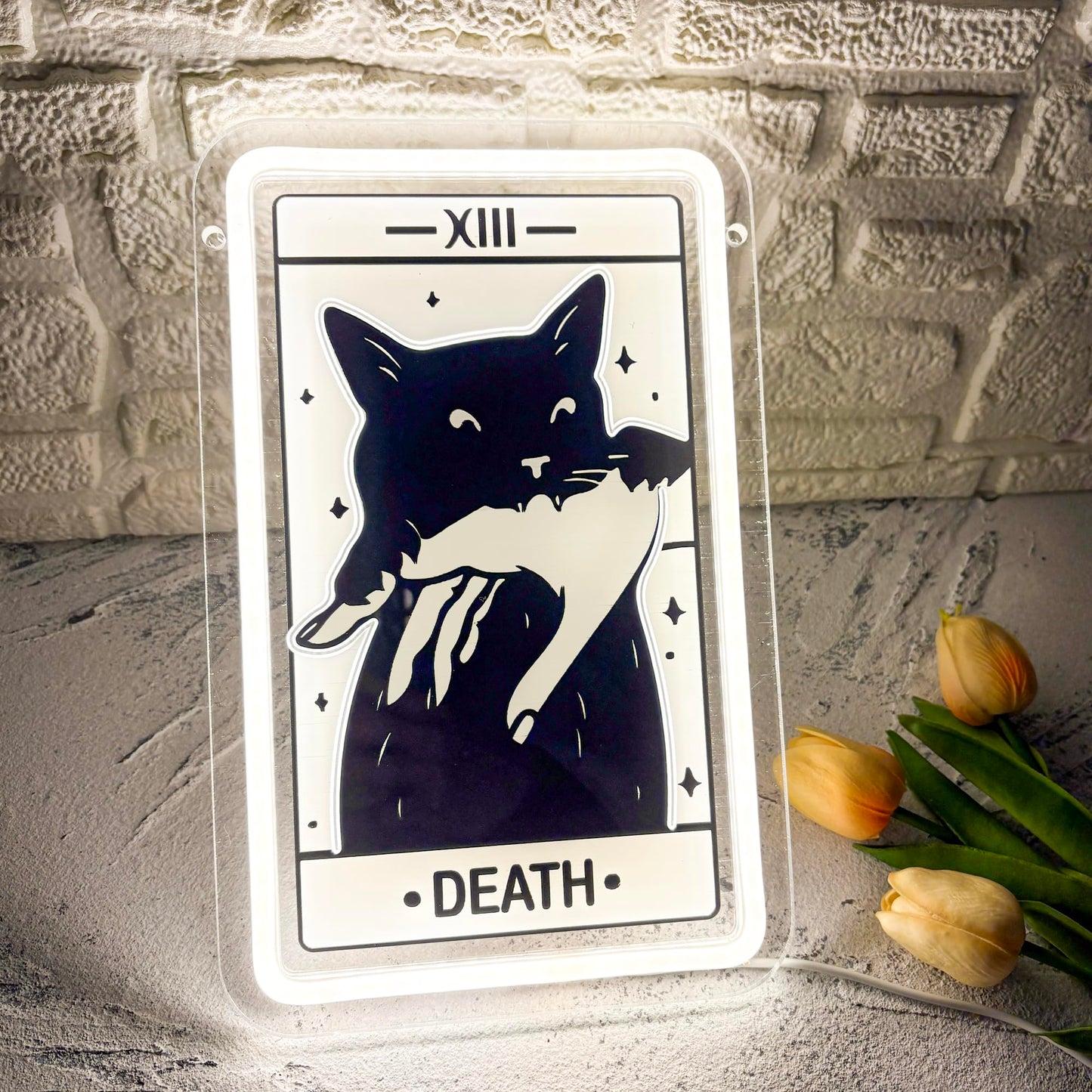 Tarot Card Neon Sign, Death Tarot LED Halloween Neon Light Sign USB Powered, for Gothic Bedroom Game Room Black Cat Party Man Cave Decor, Birthday Gifts(11.8 * 7.4 In)