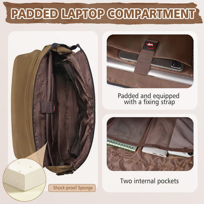 RAINSMORE Messenger Bag for Men, 15.6-17.3 inch Laptop Bag for Work College