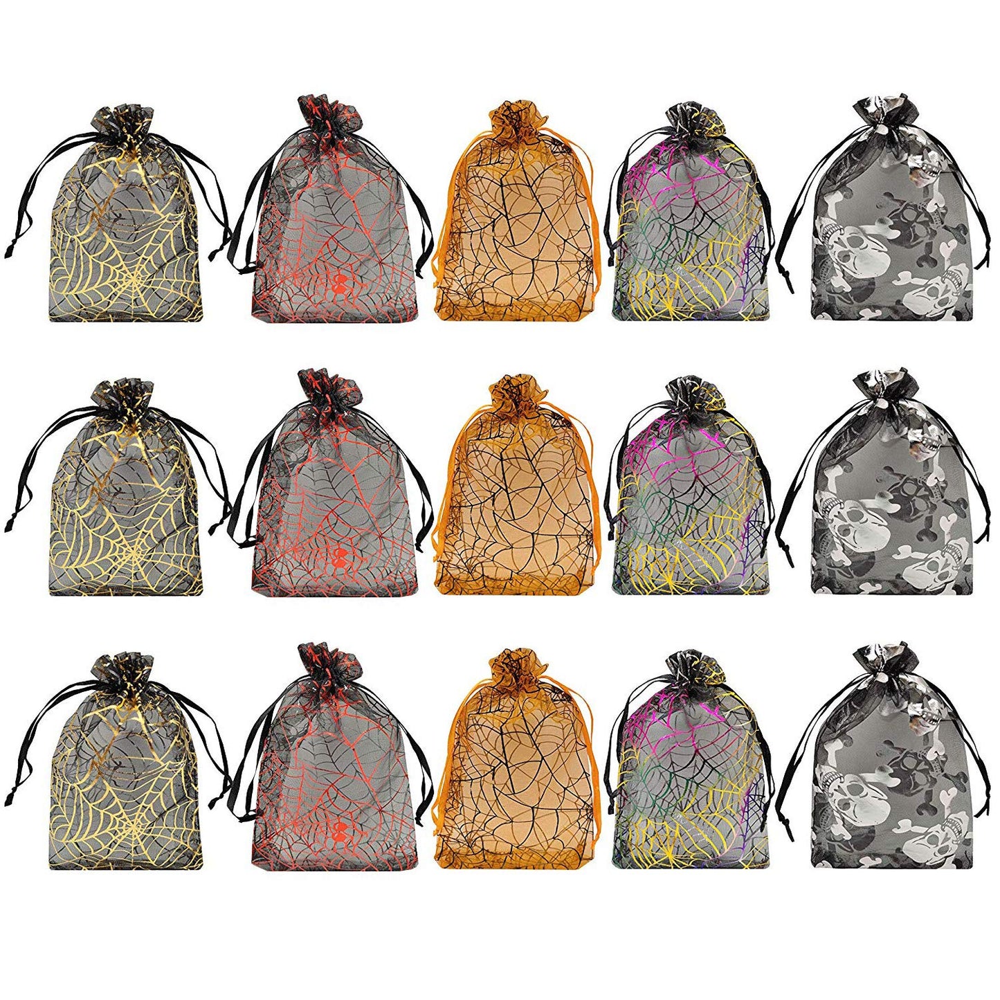 Tvoip Organza Bags 100pcs/lot 4"x 6" (10x15cm) Drawable Black Skull Packing Bags Wedding Christmas Candy Jewelry Bags & Pouches (Black(Skull))