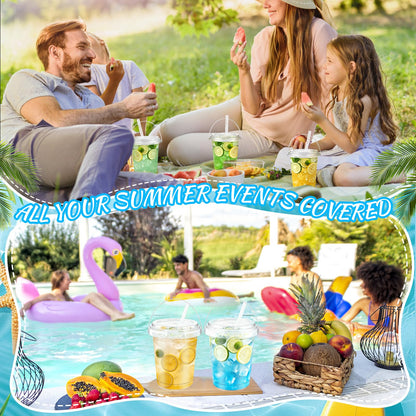 34oz Drink Buckets with Lids & Straws, 30 Pack Clear Party Buckets