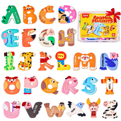 JoyCat Magnetic Letters, Soft PVC Animal Fridge Magnets for Toddlers & Kids, 26 Large Uppercase Alphabet ABC Refrigerator Magnets, Preschool Educational Learning Toys, Cute Baby Gifts for Boys & Girls