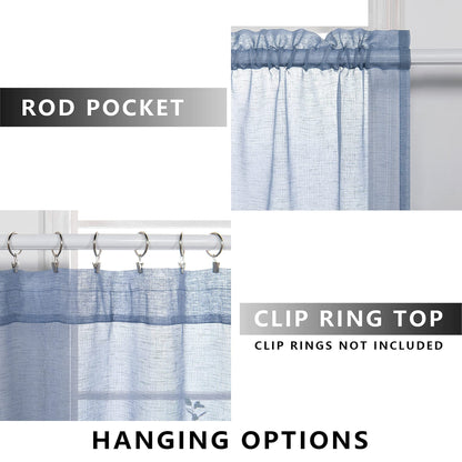 KOUFALL Dusty Blue Sheer Curtains 84 Inches Long,Semi Filtering Stone Light Blue Linen Look Curtains for Living Room Bedroom,Slate Grey Blue