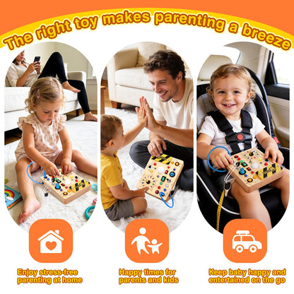 Grarain Busy Board for Toddlers - Montessori Educational Toy for 1-3 Year Old Boys & Girls | Travel-Friendly Sensory Learning Activity | Ideal for Kids with Autism(Clocks Busy Board)