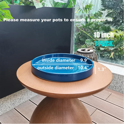 Fzfeiyy Ceramic Plant Saucer Pot Tray 10 Inch, Blue Planter Saucers 5 7 9 10 12 Inch for Indoors Outdoor, Flower Pot Saucers for Holding Water Drips and Soil
