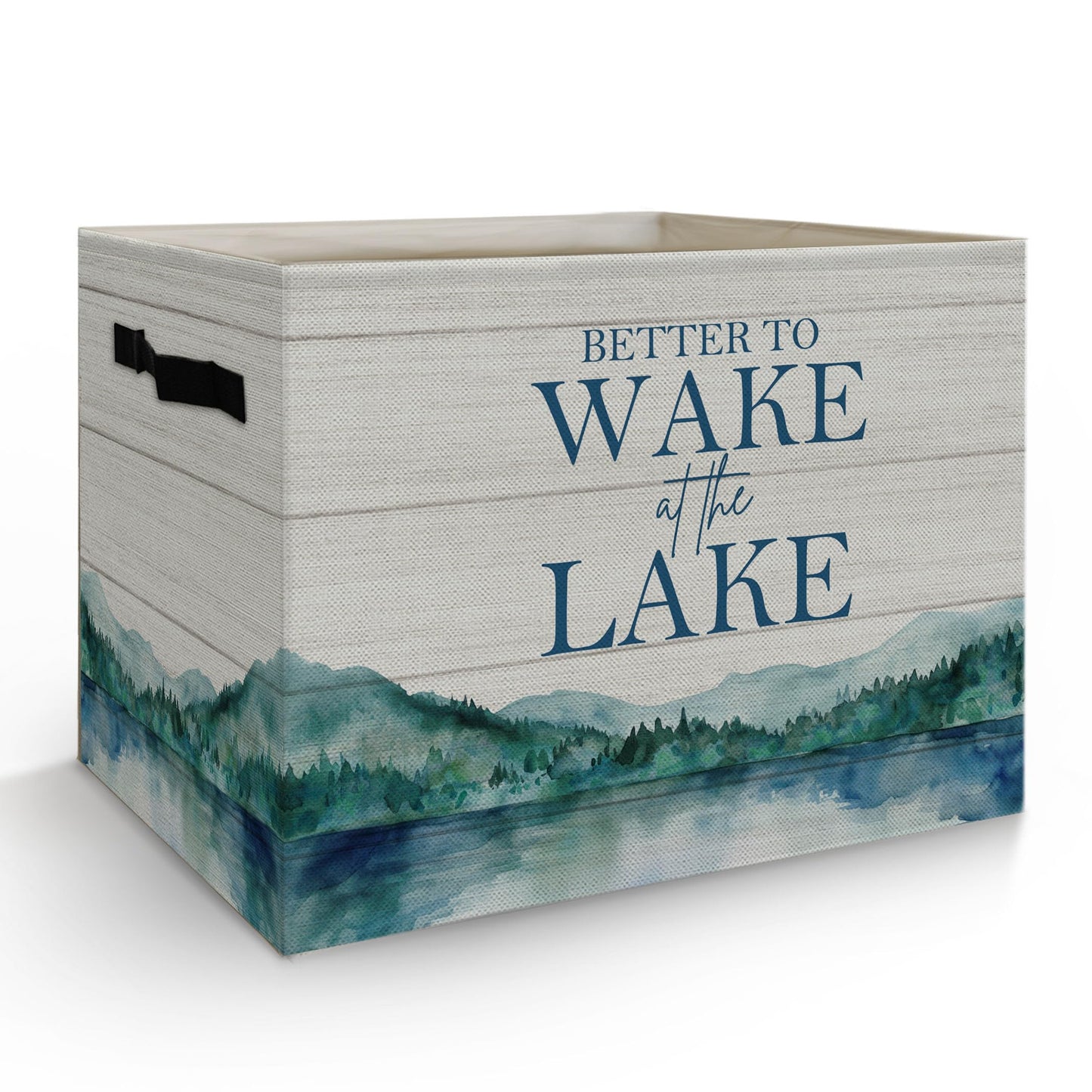 YSFUYZCT Lake House Cube Storage Bin, Lake House Gifts Collapsible Fabric Storage Cubes with Handles, Mountain Landscape Decorative Storage Boxes Baskets for Bedroom Bathroom, 14x10 Inch