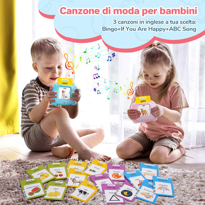 Italian & English Talking Flash Cards for Toddlers, Bilingual Flash Cards for Toddlers with 224 Sight Words, Montessori Learning Toys, Speech Therapy & Sensory Preschool Education Gifts for Kids