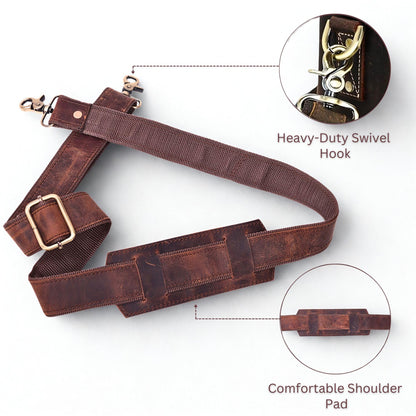Genuine Leather Straps for Bags 60-inch Adjustable Shoulder Strap Replacement for Briefcase Messenger Crossbody Duffel Bag (Dark Brown)