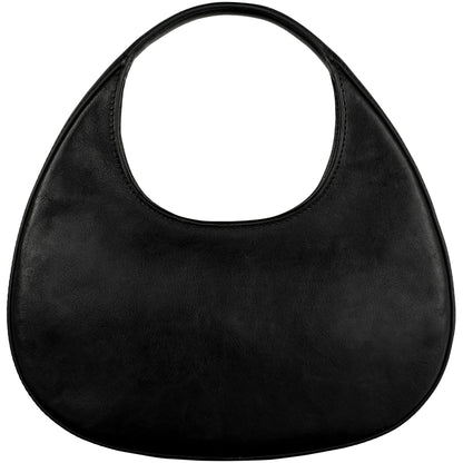 Time Resistance Leather Handbag - Purse for Women - Moon Bag - Top Handle Handbag – Crescent Hobo Purse (Black)
