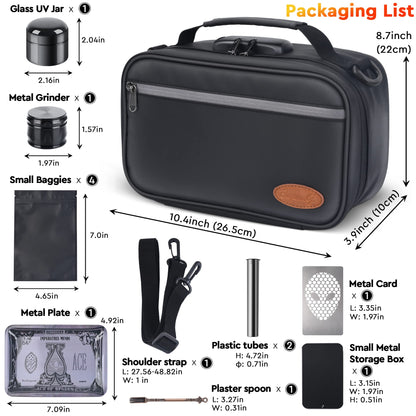 BOYISTARG Large Smell Proof Bag with 8 Small Items, Portable Smell Proof Storage Case with Combination Lock For Home and Travel, Black