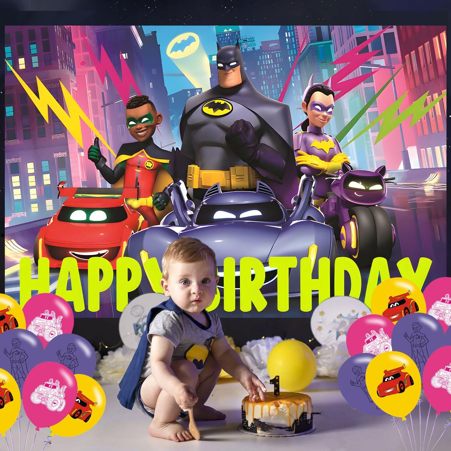 Wheels of Bat Backdrop 5x3 Vinyl Wheels of Bat Birthday Party Supplies Photography Background Picture Photoshoot Cake Table Decor Banner Shoot Drapes Poster