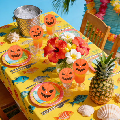 Whaline 120 Pcs Summer Halloween Cocktail Umbrella Drink Picks Orange Black Pumpkin Drink Umbrellas for Beverage Fruit Cupcake Topper Decorations