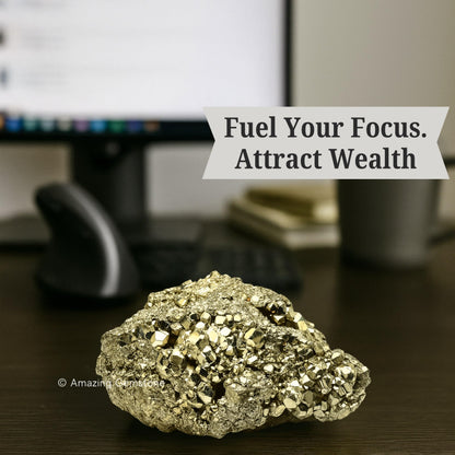 Amazing Gemstone Large Pyrite Crystal Stone Cluster Samples - High Energy Natural Iron Pyrite Stone Pirita Piedra Original with Healing Properties