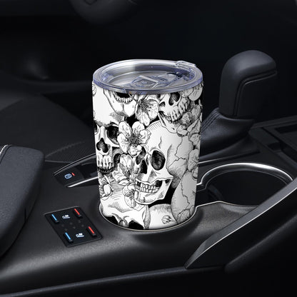 ATHAND Goth Skull Floral Tumblers,20 Oz Halloween Insulated Stainless Steel Iced Coffee Tumbler with Lid,Funny Travel Coffee Mug Cup Water Bottle,Novelty Gift for Trick or Treat Birthday Party,1 Pcs