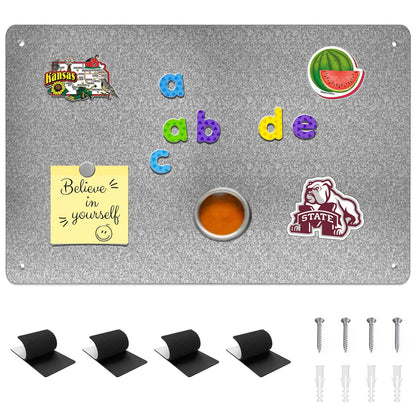 Magnetic Board,17.1" x 11.8" Magnet Display,for Magnets and Bulletin Board,Suitable for Wall, Refrigerator, Compartment, Cabinet etc,Comes with Dual Lock Tape for Easy Hanging (silver1