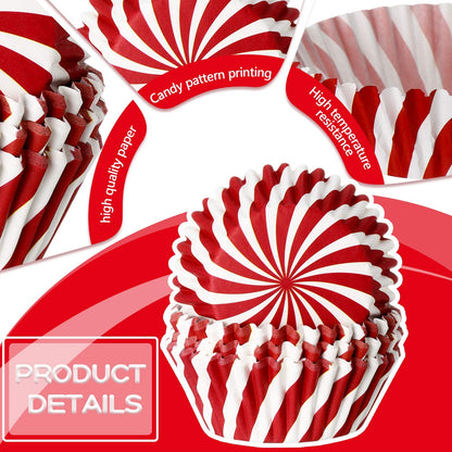 600 Pieces Christmas Cupcake Liners 6 Style Christmas Party Cupcake Holder Toppers Muffin Cups Wrappers Xmas Paper Baking Cups for Cake Candy Make Baking Supplies
