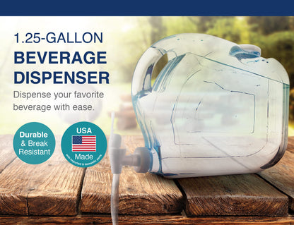 Arrow Ultra Drink Dispenser for Fridge, 1.25 Gallon - Plastic Beverage Dispenser with Spigot - Clear Space-Saving Design with Handle - Ideal for Water, Juice & Iced Tea - BPA Free - Made in USA
