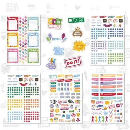 Planner Stickers - Productivity Stickers Set for Adults, Children, Teachers and Students| Perfect for Work and Personal Calendar