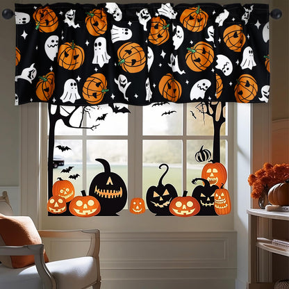 GlikCeil 2 Pack Halloween Valance Curtains for Windows Cartoon Ghost Pumpkin Valances Spooky Pumpkins Halloween Curtains Rod Pocket Short Window Treatment for Home Kitchen Windows Decor 54 x 18 Inch