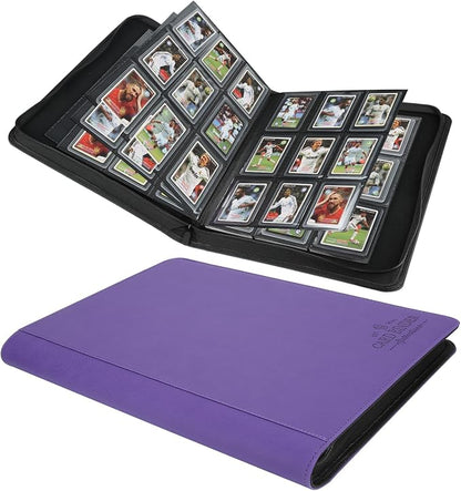 Toploader Binder,Toploader Hard Cases, 9-Pocket Pages Sleeves Hold up 288 Cards.Toploader Card Binder with Sleeves for “3×4” rigid，Card Holder(purple)
