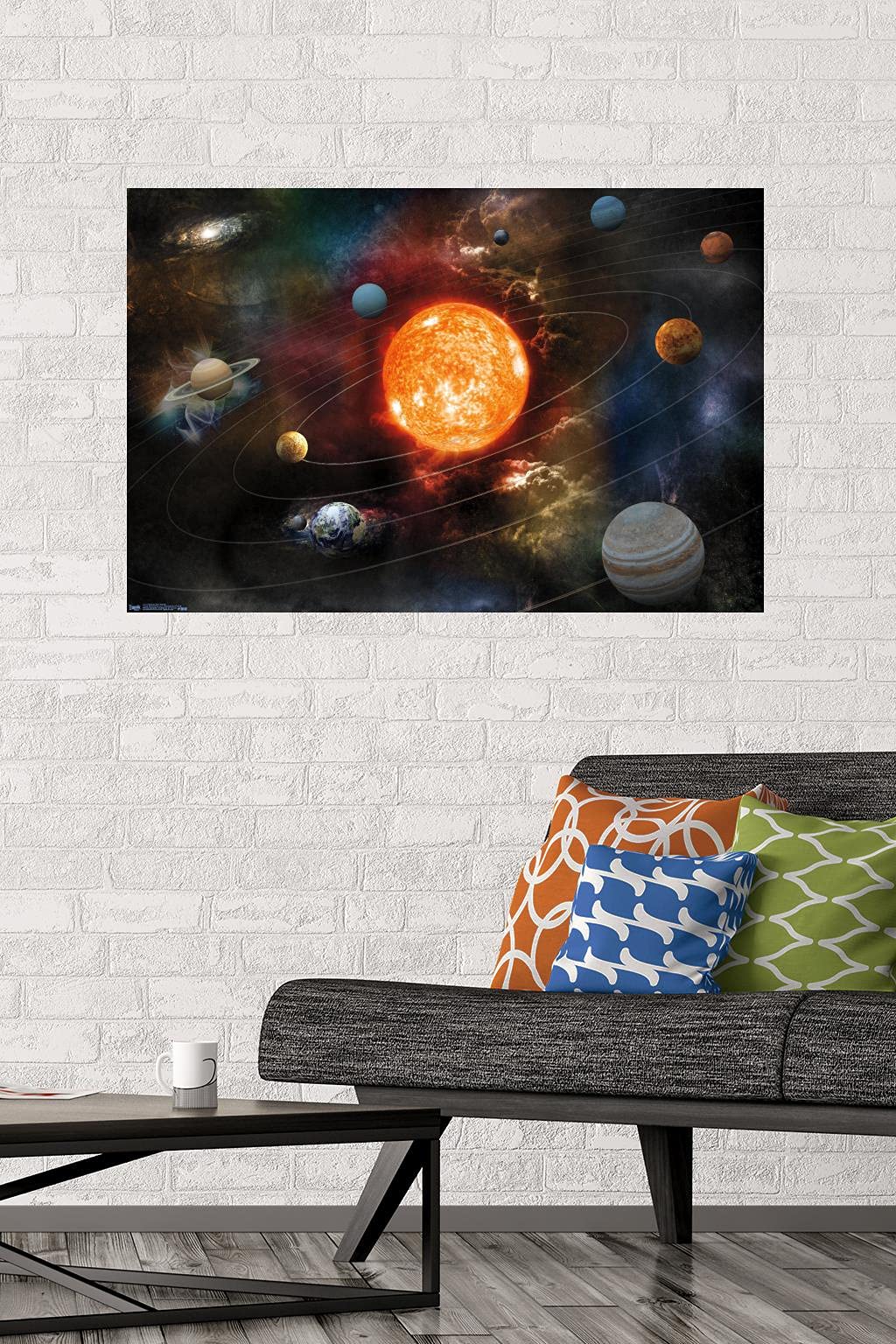 Orbiting Solar System Wall Poster, 34L" x 22.4W", Premium Unframed Version