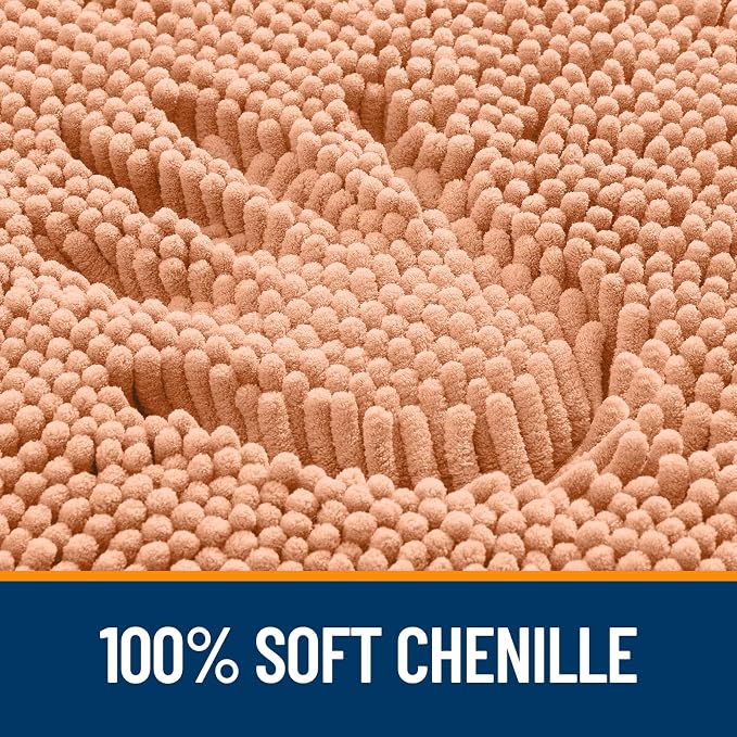 OLANLY Large Bathroom Rugs 70x46, Extra Soft Absorbent Chenille Bath Rugs, Rubber Backing Quick Dry, Machine Washable Bath Mats for Bathroom Floor, Tub and Shower, Home Decor Accessories, Peach