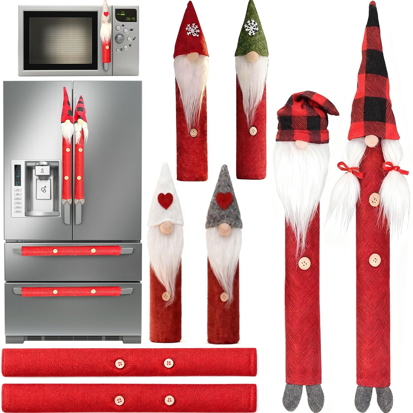 Christmas Refrigerator Handle Covers Adorable Swedish Tome Gnome Kitchen Appliance Handle Covers Microwave Oven Dishwasher Decors Fridge Door Handle Covers Xmas Home Decorations Party Favor Supplies