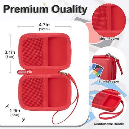 Leayjeen Cards Case Compatible with Skip BO/UNO/Pokemon/Phase 10 Card Game,Fits Up to 100 Cards,Carrying Storage Bag for Travel-Red(Case Only)