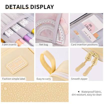 CICIMELON Durable Pen Pencil Case Big Storage Pen Pouch Bag for School Supplies College Teen Girls Adults, Beige