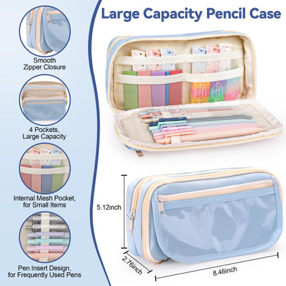 DazSpirit 61 PCS Aesthetic School Supplies Set with Cute Pencil Case, Pastel No Bleed Highlighters, Gel Pens, Erasable Pens, Mechanical Pencils, Refills, Sticky Notes, Complete Stationery Kit