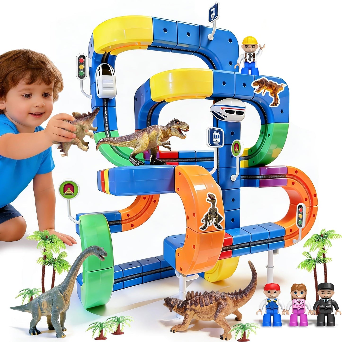 3D Gravity-Defying Electric Train Set – 140 Pcs DIY Flexible Cube Track, Build Any Track You Imagine, Safe & Durable STEM Toy for Kids 3-12, Encourages Creativity & Problem-Solving